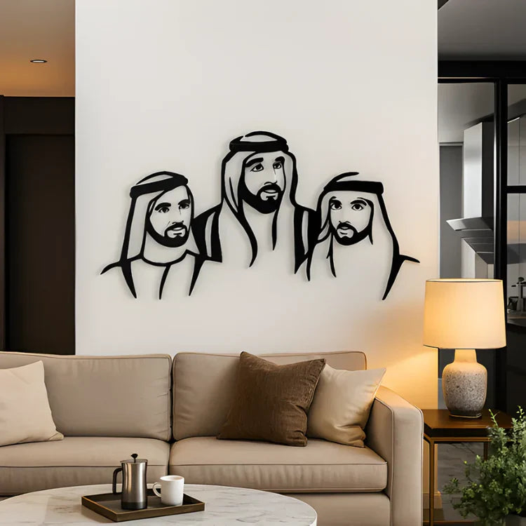 Sheikh Khalifa, Mohammed & Hamdan Acrylic Portrait Wall Art – Premium UAE Leadership Décor
