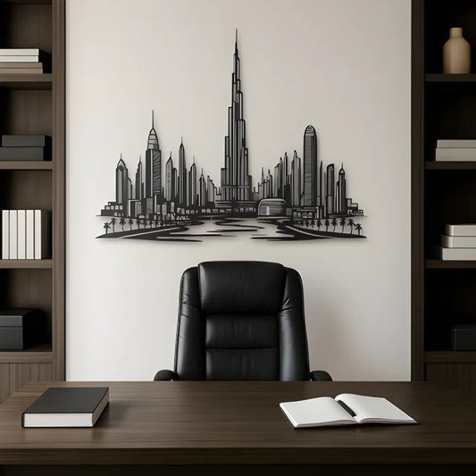 Dubai Panoramic Skyline Acrylic Wall Art – Luxury Modern UAE Home & Office Décor