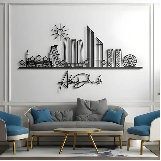 Abu Dhabi Skyline Acrylic Wall Art – Elegant Modern UAE City Décor for Home & Office