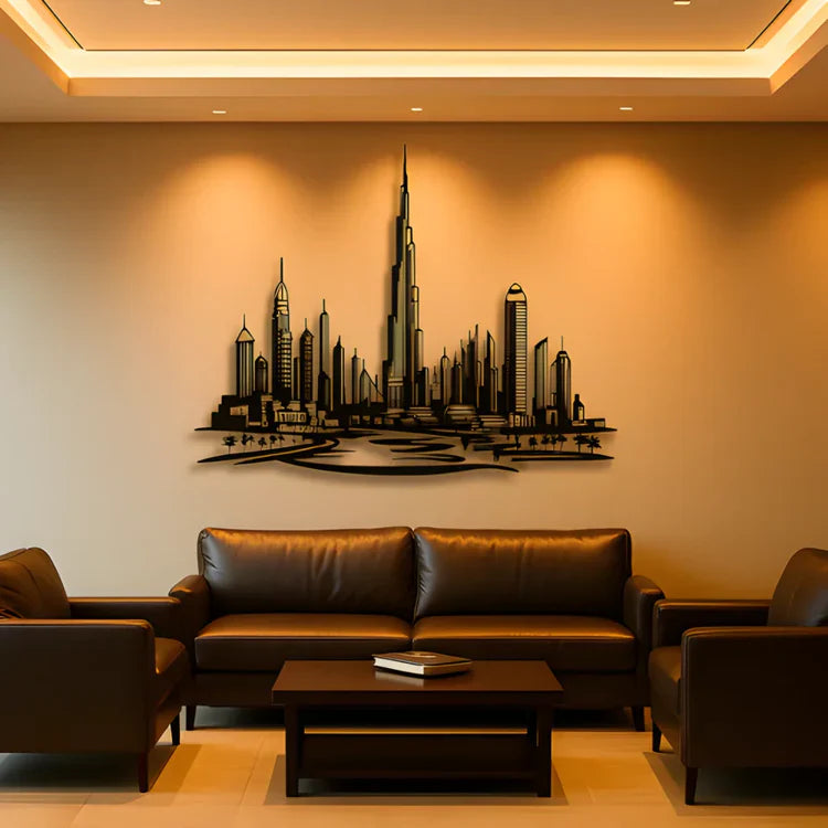 Dubai Panoramic Skyline Acrylic Wall Art – Luxury Modern UAE Home & Office Décor
