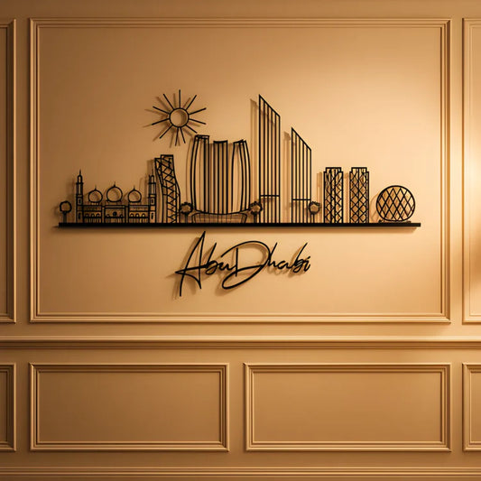 Abu Dhabi Skyline Acrylic Wall Art – Elegant Modern UAE City Décor for Home & Office