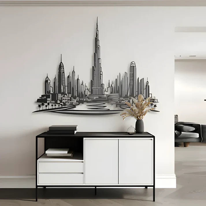 Dubai Panoramic Skyline Acrylic Wall Art – Luxury Modern UAE Home & Office Décor