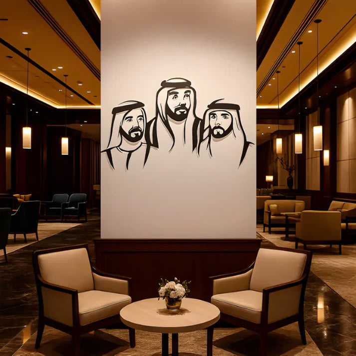 Sheikh Khalifa, Mohammed & Hamdan Acrylic Portrait Wall Art – Premium UAE Leadership Décor