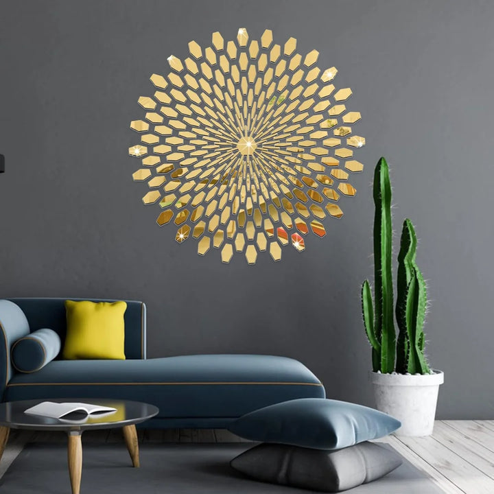 Sun Stereo Acrylic Sunflower Round Mural – Nature-Inspired Wall Art for Modern UAE Home Décor
