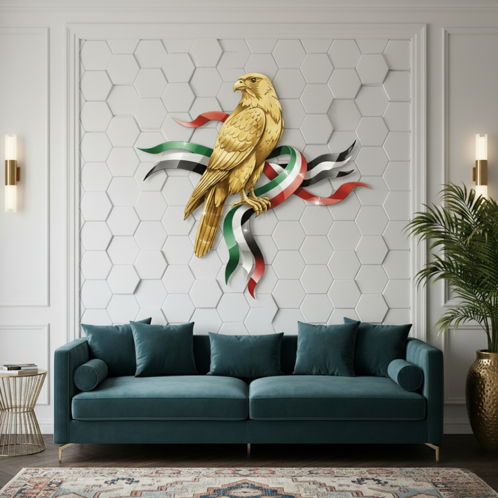 UAE National Day Acrylic Falcon Wall Art – Luxury Emirati Heritage Wall Decor