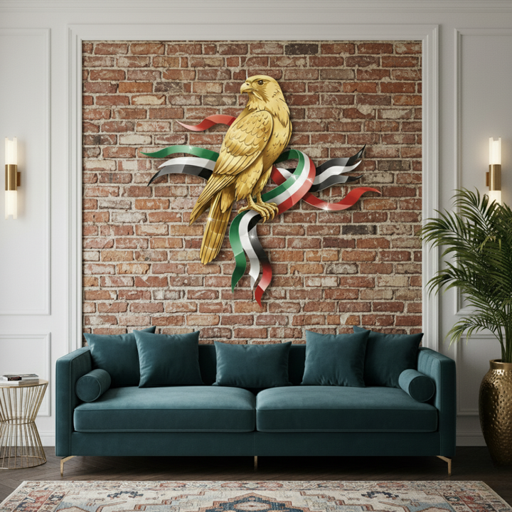 UAE National Day Acrylic Falcon Wall Art – Luxury Emirati Heritage Wall Decor