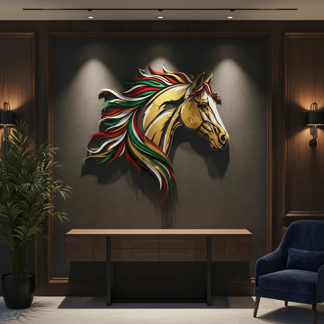 UAE National Day Horse Head Acrylic Wall Art – Elegant Emirati Heritage Decor