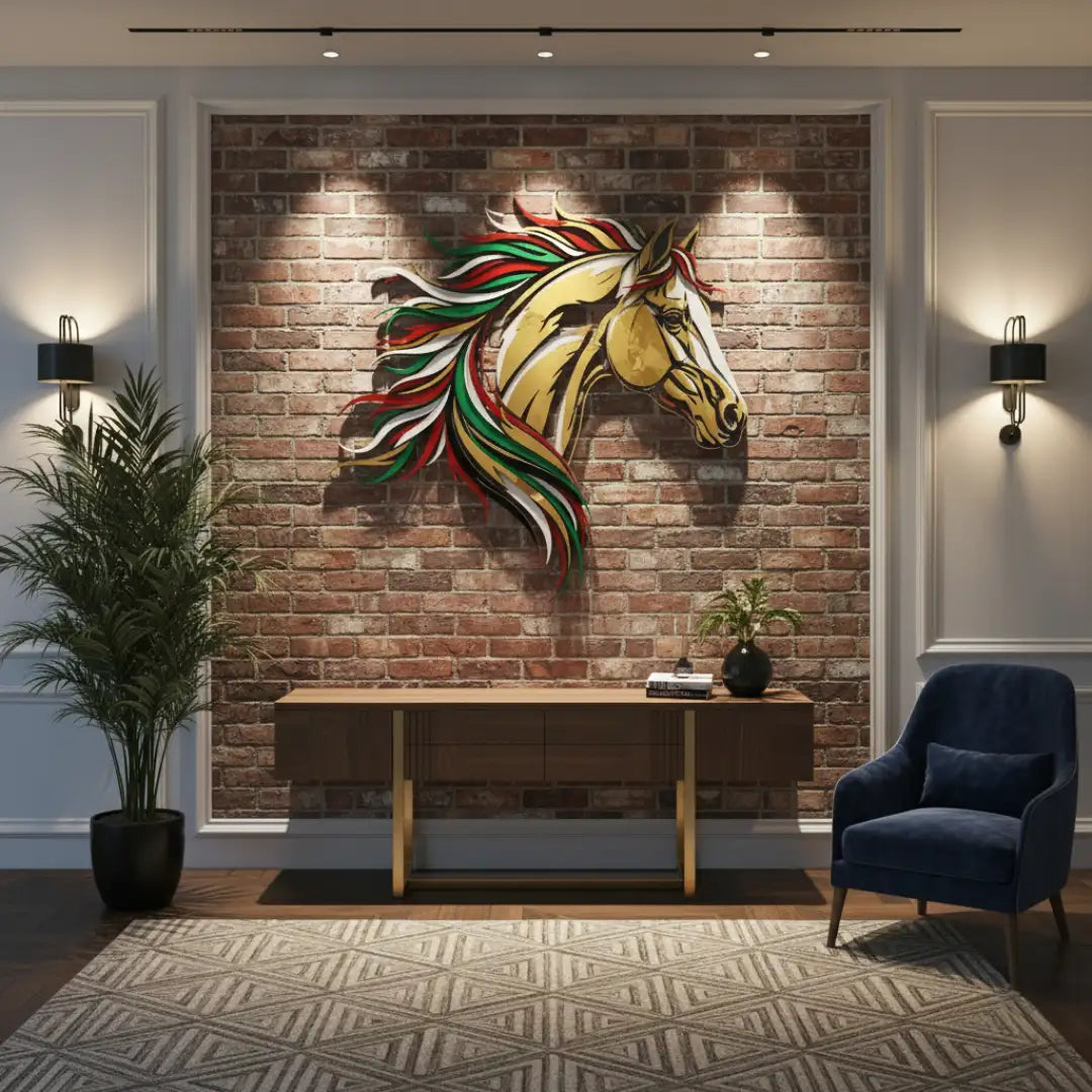 UAE National Day Horse Head Acrylic Wall Art – Elegant Emirati Heritage Decor