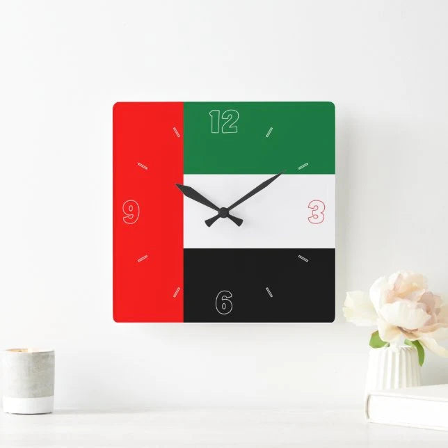 UAE Flag Wall Clock – National Day Wall Décor for UAE Home & Office Decoration