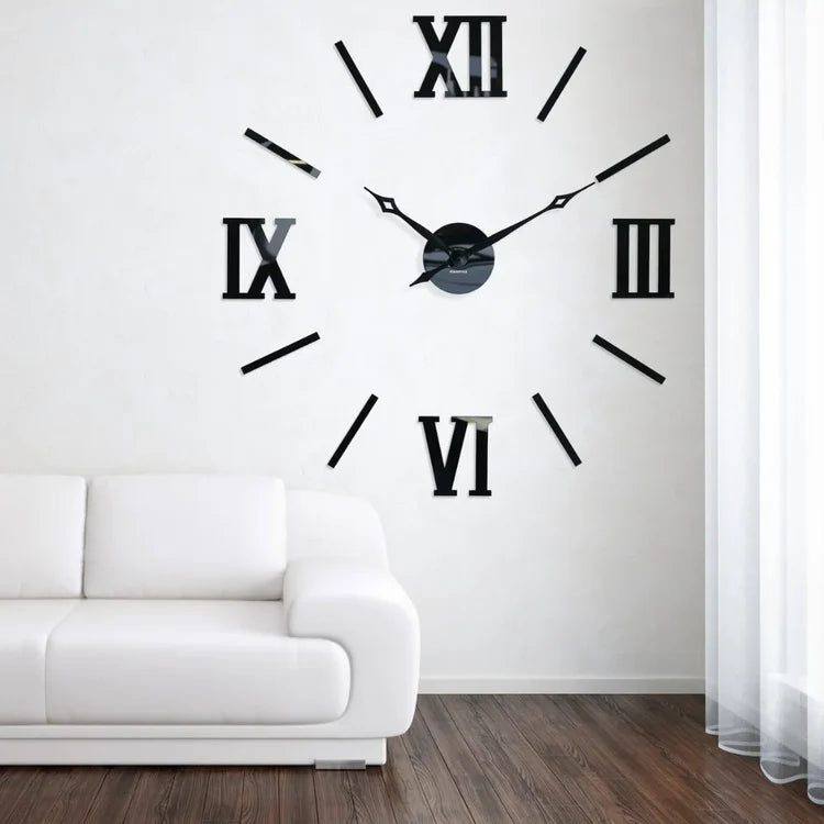 Giant DIY 3D Roman Numeral Acrylic Wall Clock for Living Room | Luxury Modern Wall Decor UAE