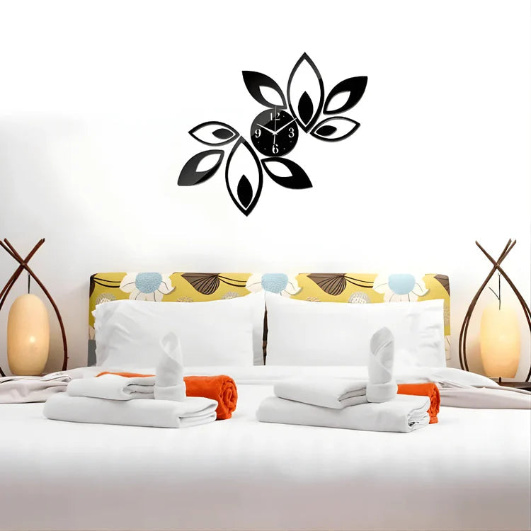 Abstract Acrylic Wall Clock with 3D Floral Design | Luxury Decorative Wall Decor UAE