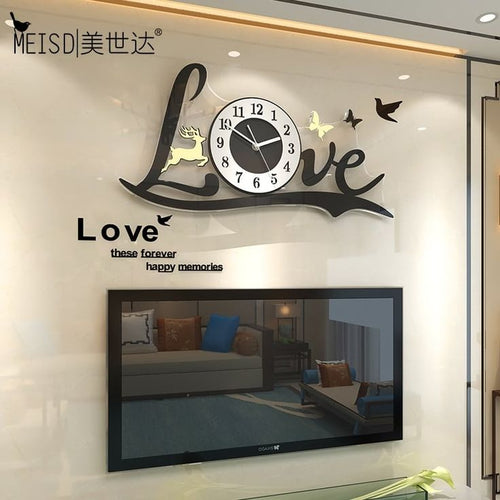 3D Love Wall Clock Acrylic Wall Decor – Elegant Modern Romantic Wall Art for Home & Office UAE
