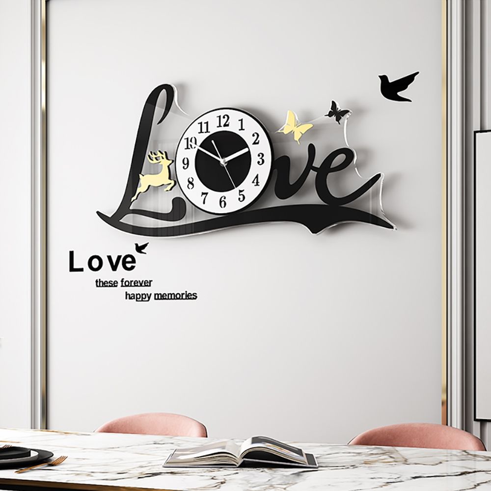 3D Love Wall Clock Acrylic Wall Decor – Elegant Modern Romantic Wall Art for Home & Office UAE