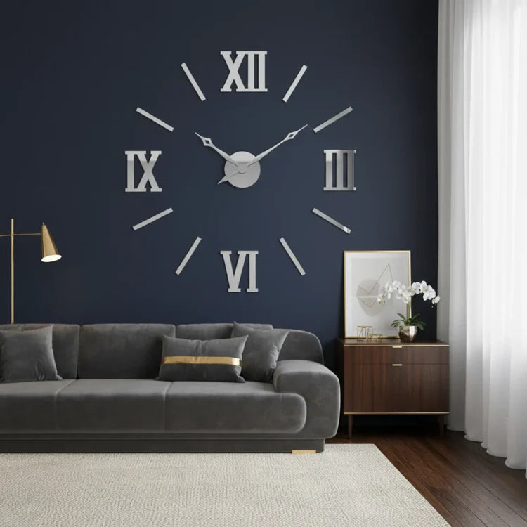 Giant DIY 3D Roman Numeral Acrylic Wall Clock for Living Room | Luxury Modern Wall Decor UAE