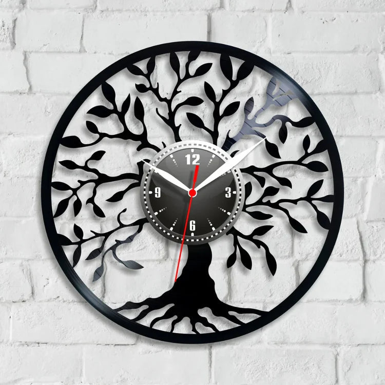 Premium Acrylic Tree of Life Wall Clock Large Black Silhouette Decor | Modern Wall Art UAE