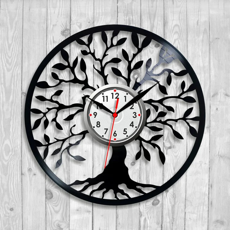 Premium Acrylic Tree of Life Wall Clock Large Black Silhouette Decor | Modern Wall Art UAE